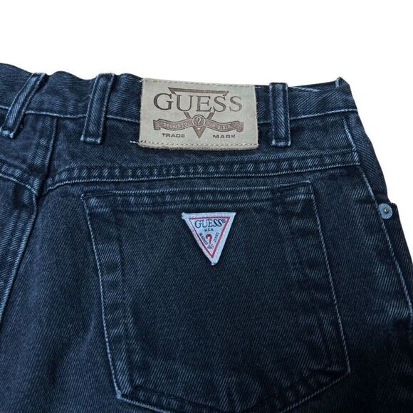 Vintage 90’s Guess Black Stonewash Jean Shorts Jorts Women’s 31 - Picture 4 of 5